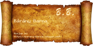 Bárány Barna névjegykártya